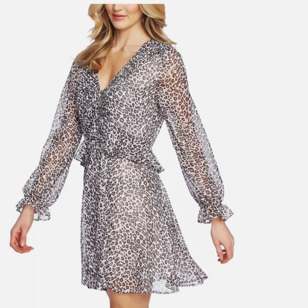CeCe Leopard Long Sleeve Dress